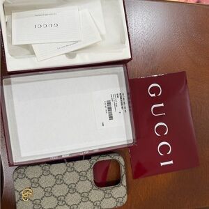 Gucci Beige and Brown Phone Case 16 pro